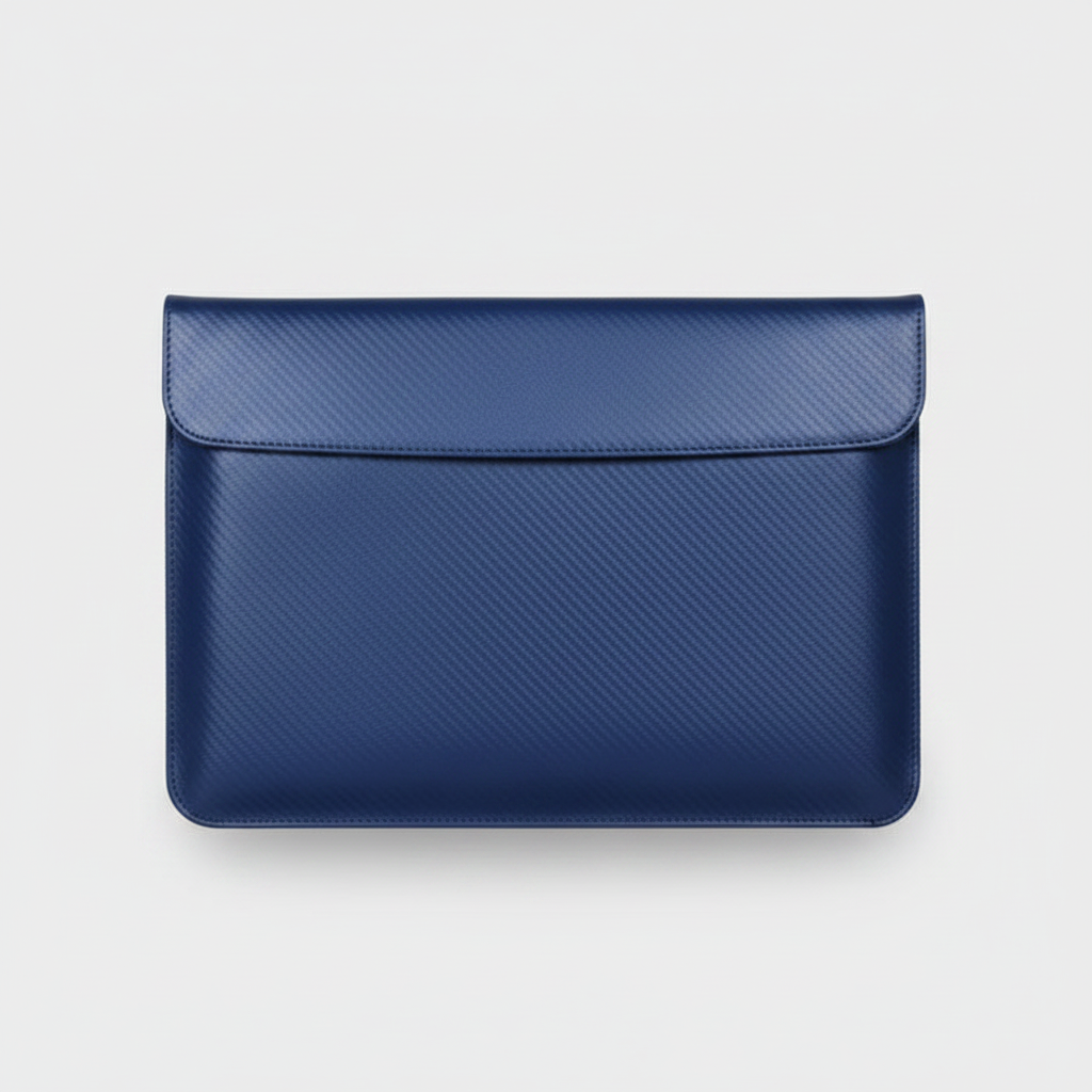 Men's Midnight Blue Carbon Fibre Leather Laptop Sleeve