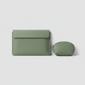 Women's Sage Green Vegan Leather Laptop Sleeve With Power Pouch