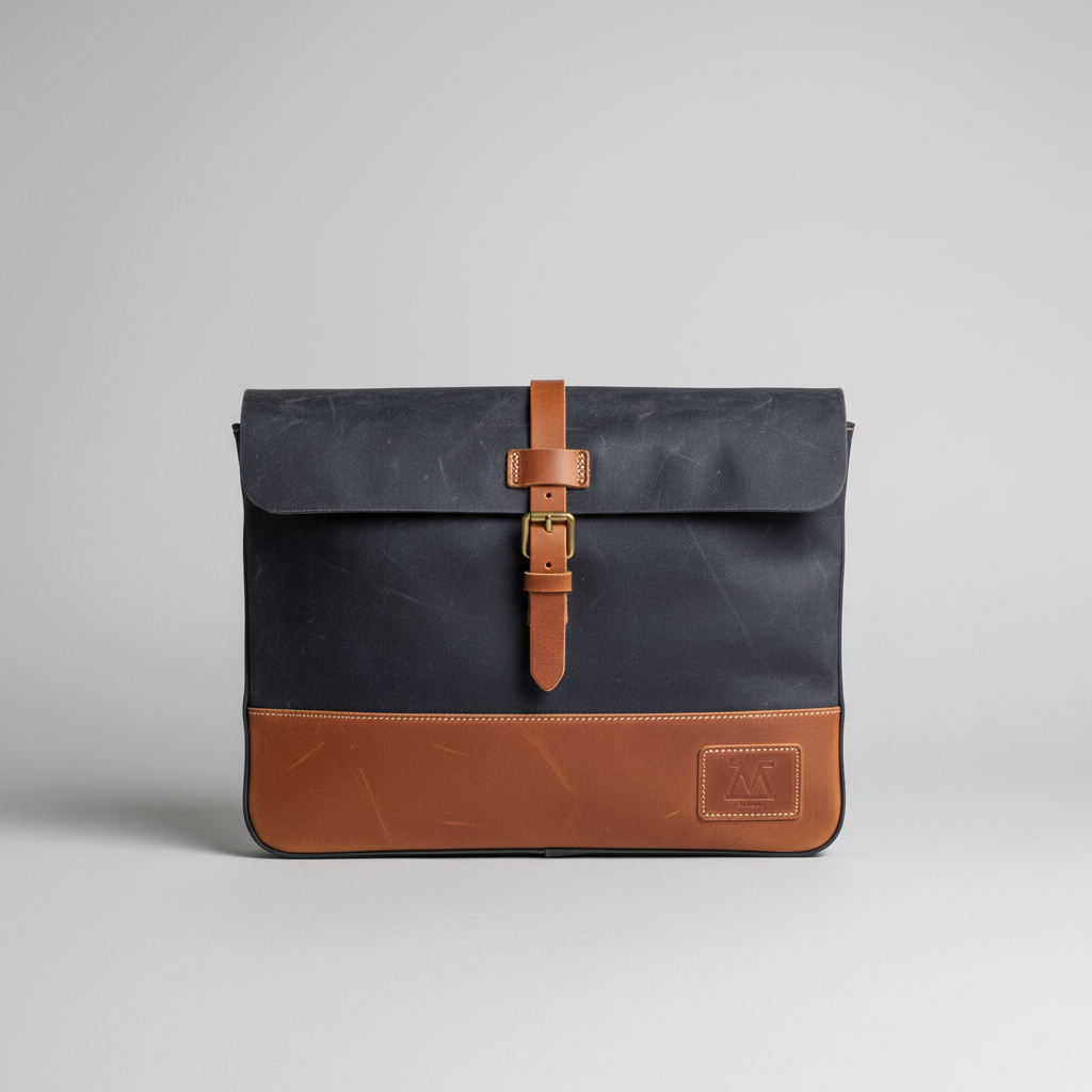 Men's Deep Navy Waxed Canvas Laptop Sleeve