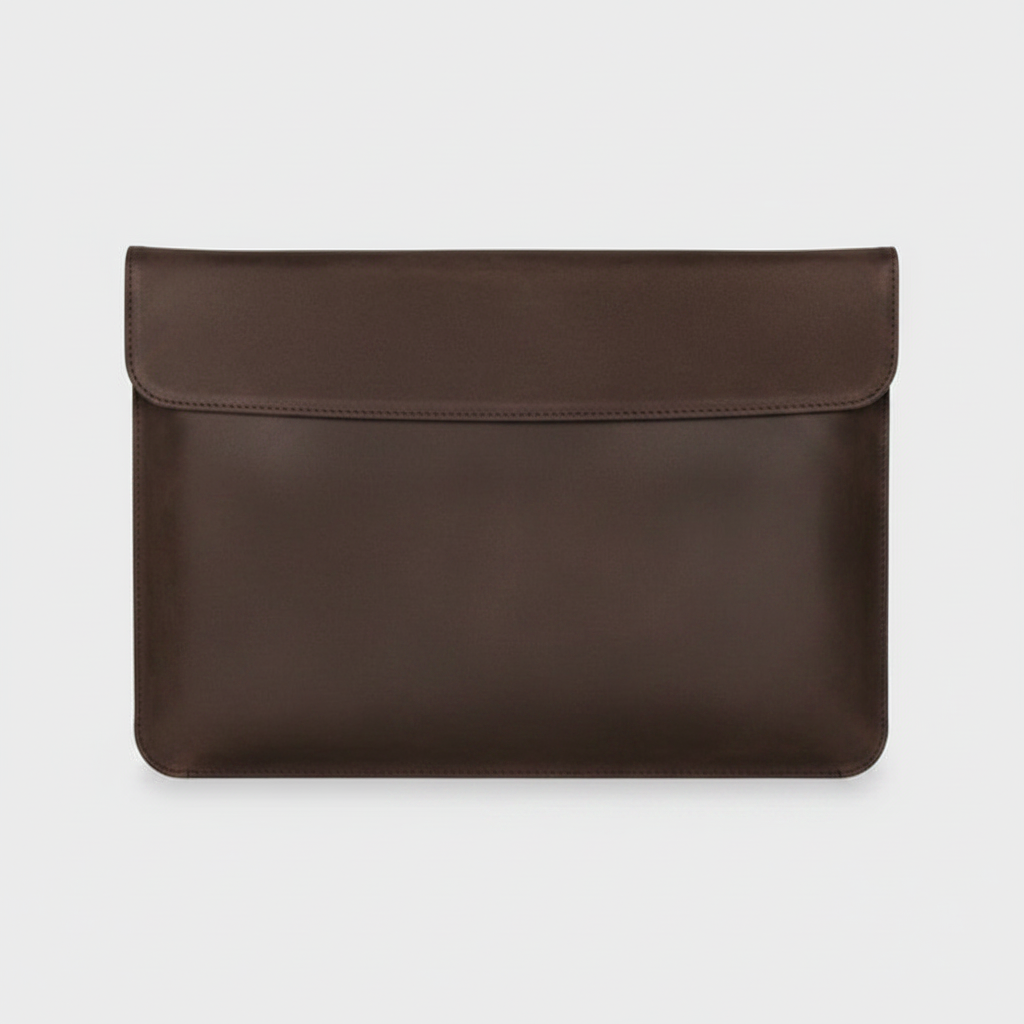 Men's Espresso Brown Suede Leather Laptop Sleeve