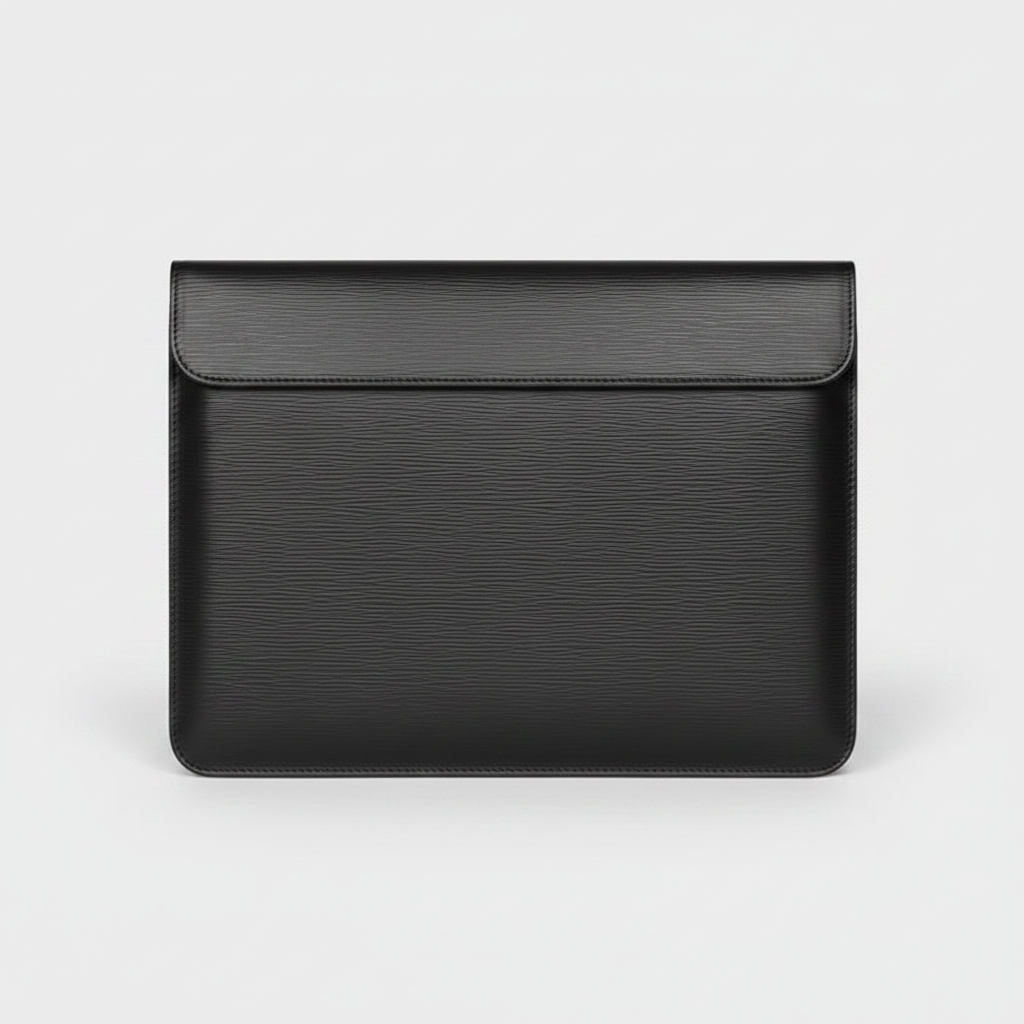 Men's Graphite Black Saffiano Leather Laptop Sleeve