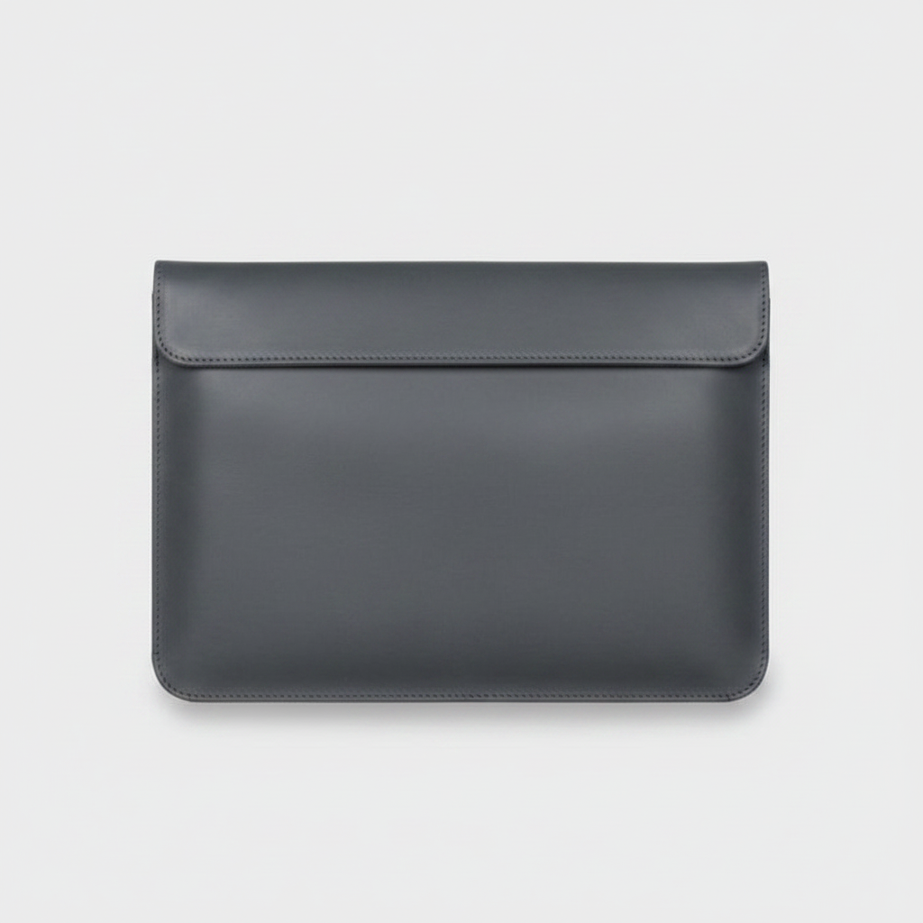Men's Slate Grey Genuine Leather Laptop Sleeve