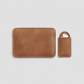 Women's Warm Taupe Nubuck Leather Laptop Sleeve With Power Pouch