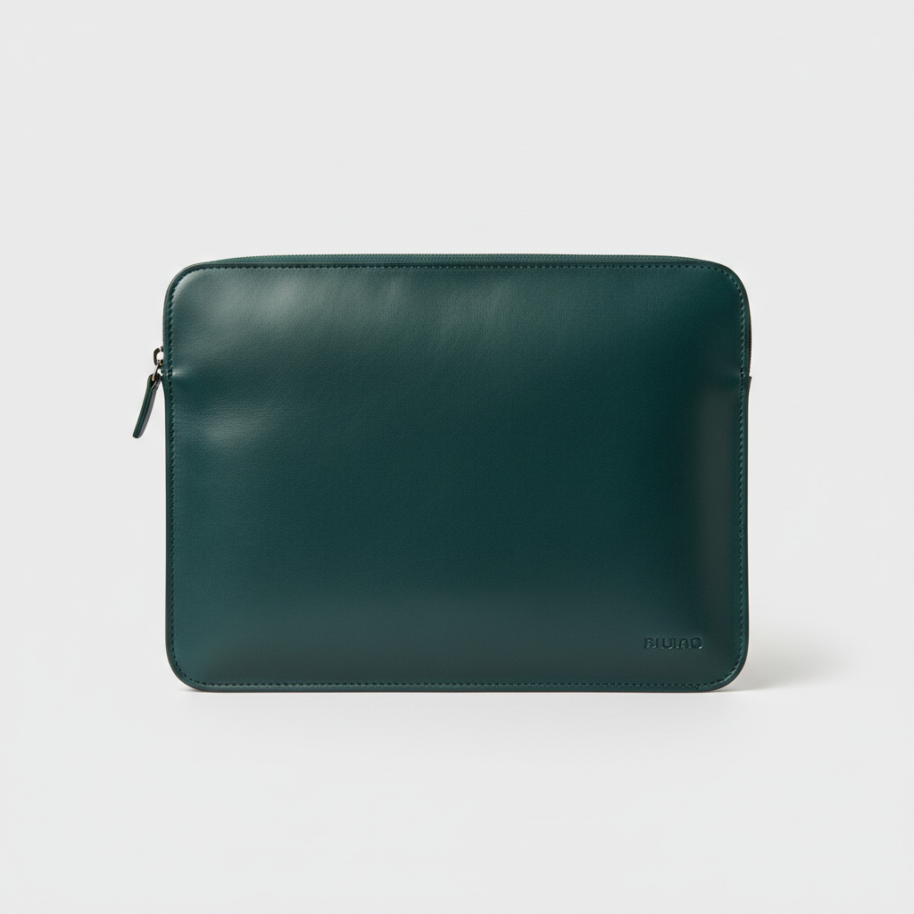 Men's Dark Teal Genuine Leather Laptop Sleeve