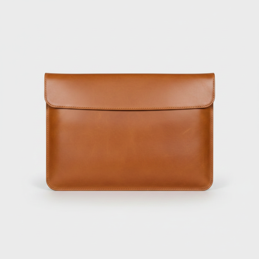 Men's Tan Caramel Genuine Leather Laptop Sleeve