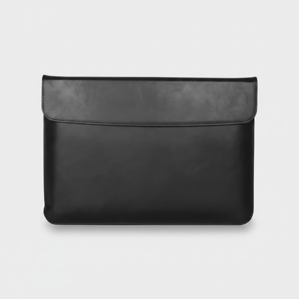 Men's Matte Black Vegan Leather Laptop Sleeve