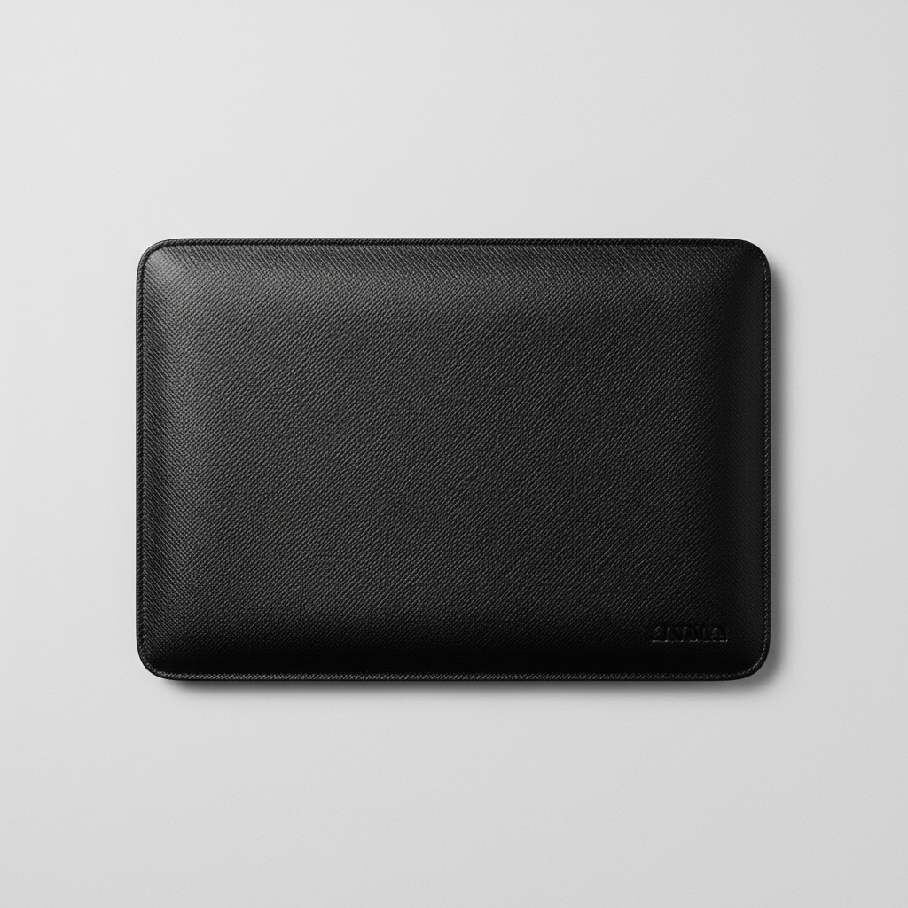 Men's Midnight Black Saffiano Leather Laptop Sleeve