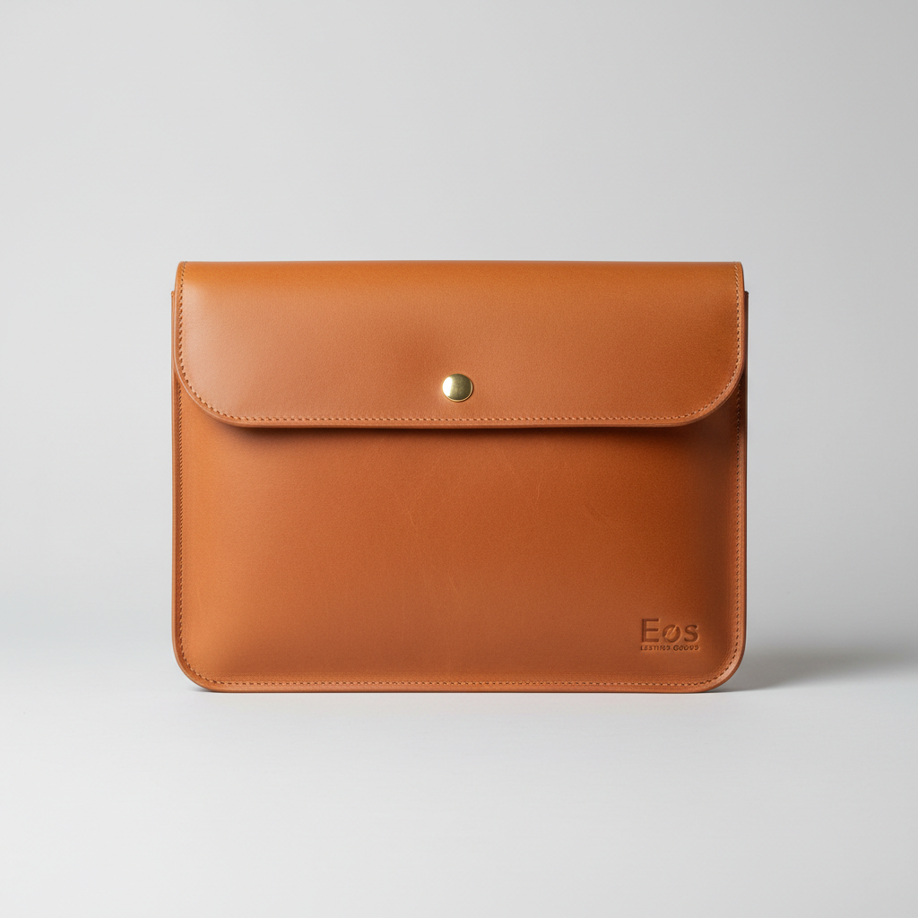 Women's Caramel Tan Genuine Leather Laptop Sleeve