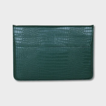 Crocodile Textured Leather Laptop Sleeve
